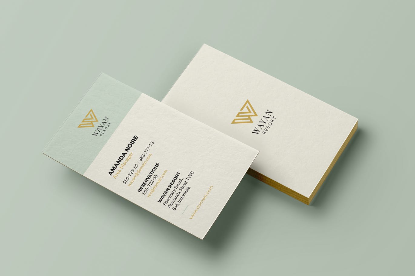 Vertical resort business card mockup