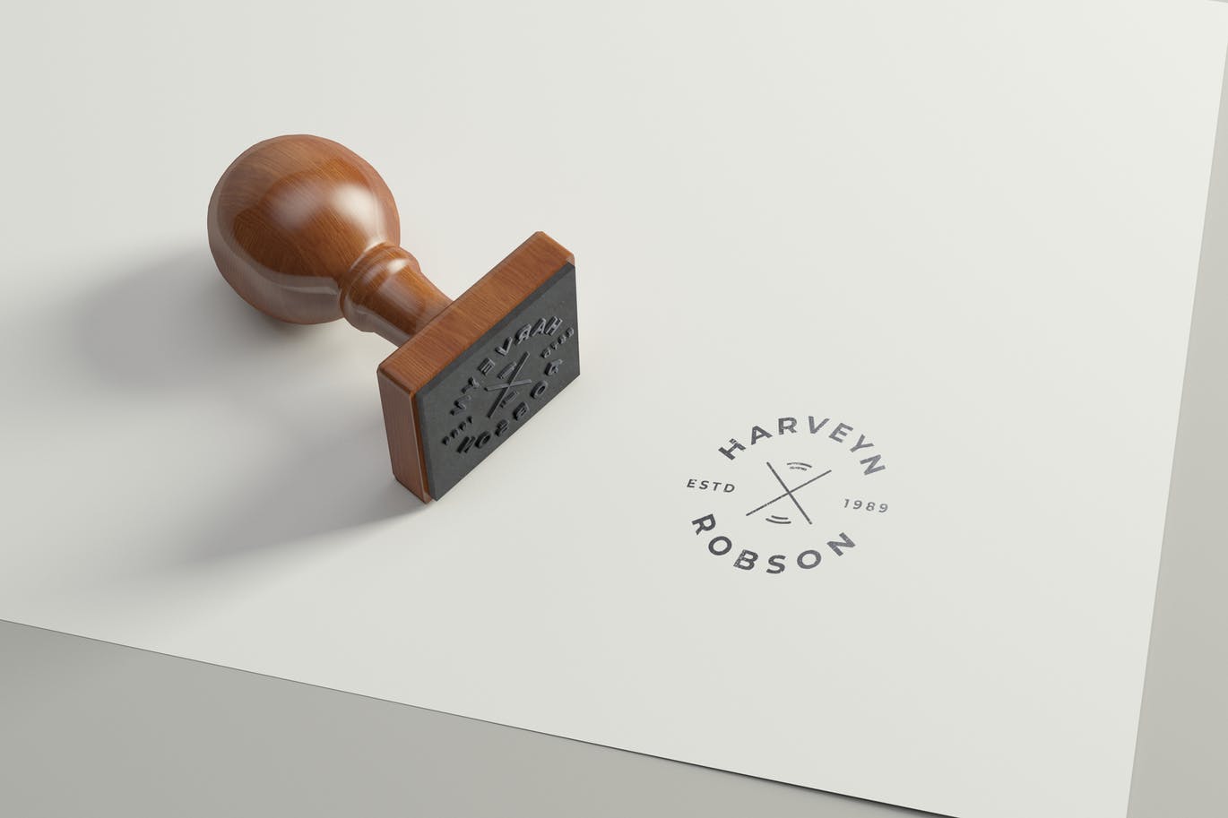 A rubber stamp logo mockup template