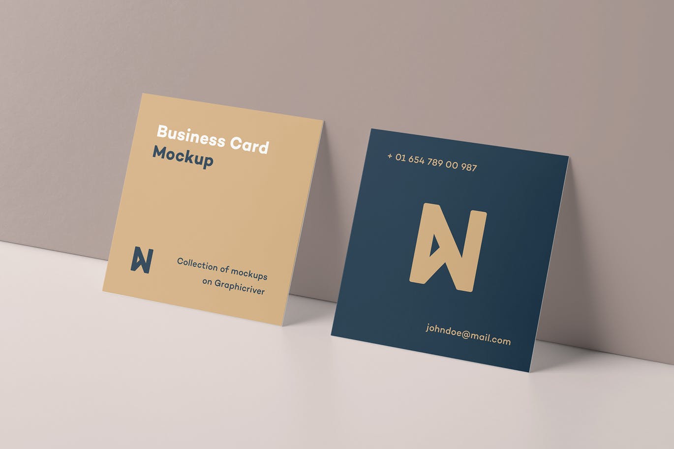 Square business card mockup template