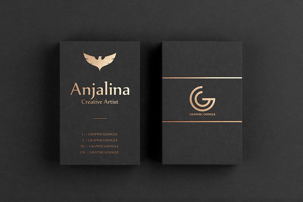 Free business card in foil logo mockup