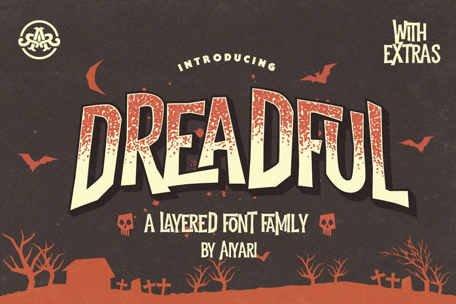 A layered font family for halloween design