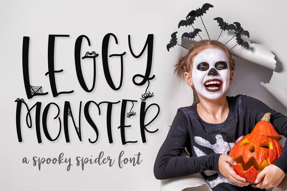 Halloween font with spiders