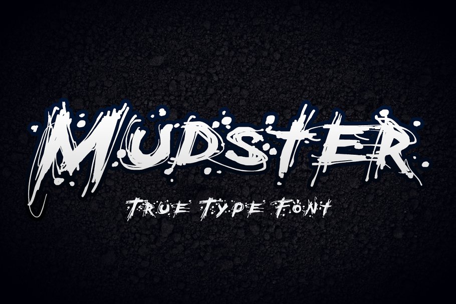 Mudster black and white font