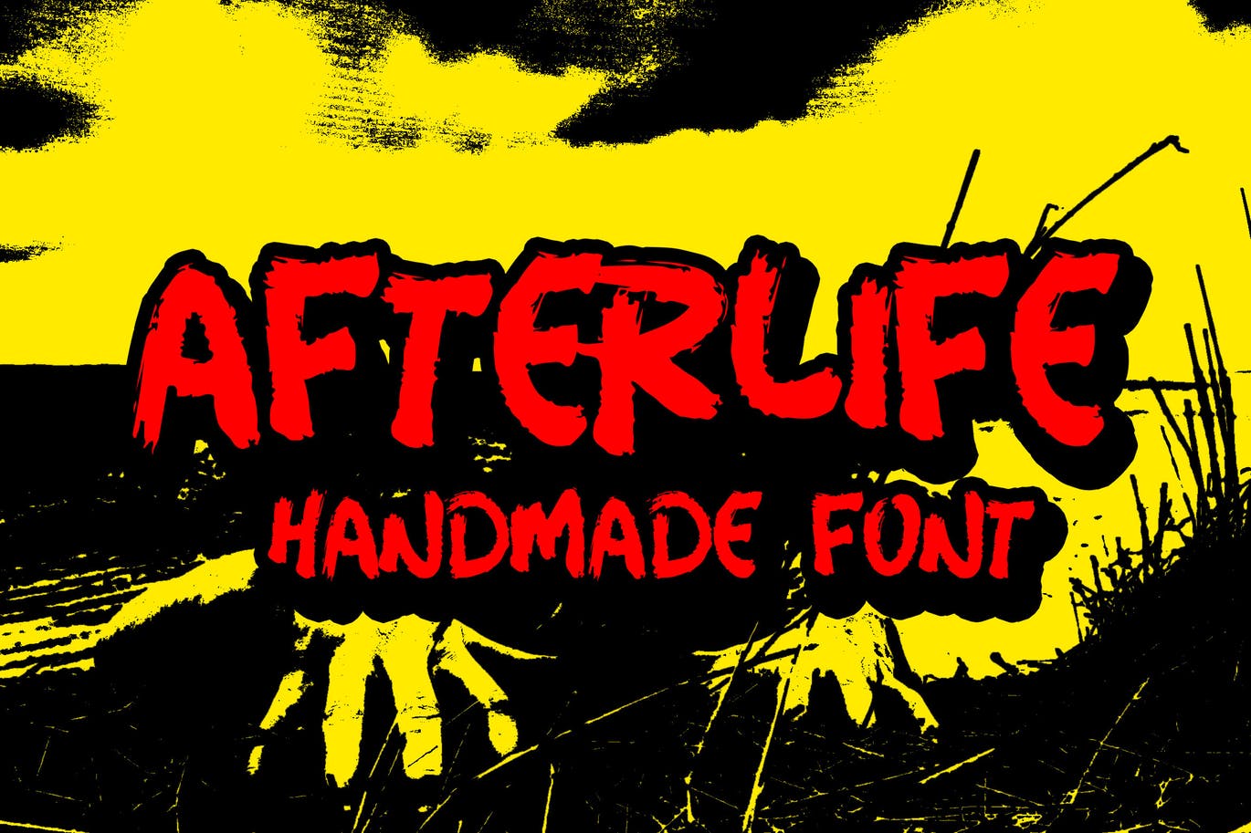 A handmade red bloody font