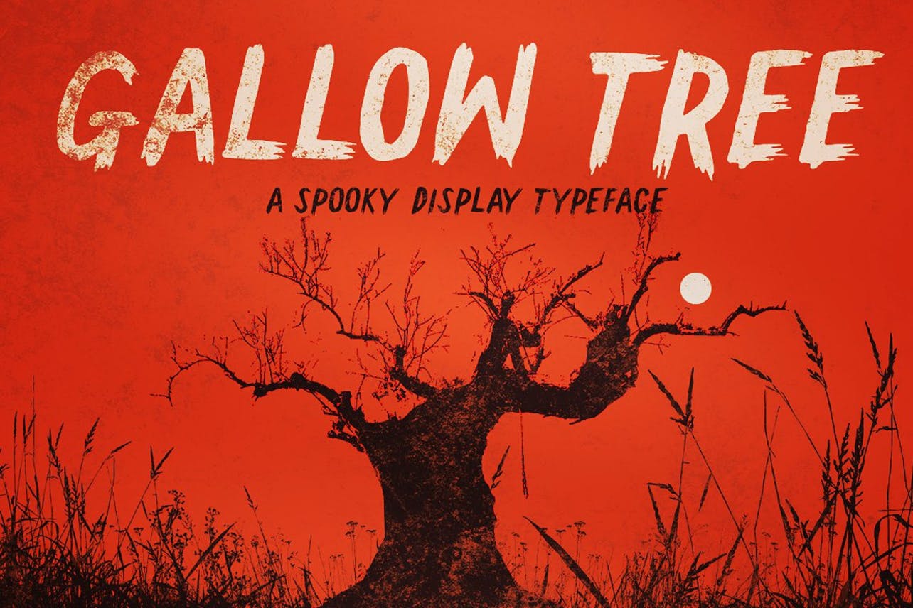 A spooky display typeface on red background