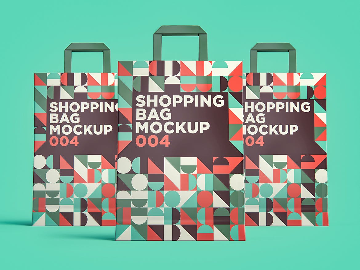 Geometric shopping bag mockup set