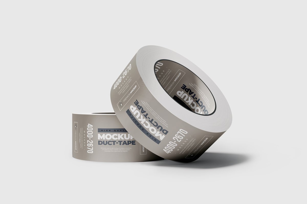 Two grey duct tape mockups
