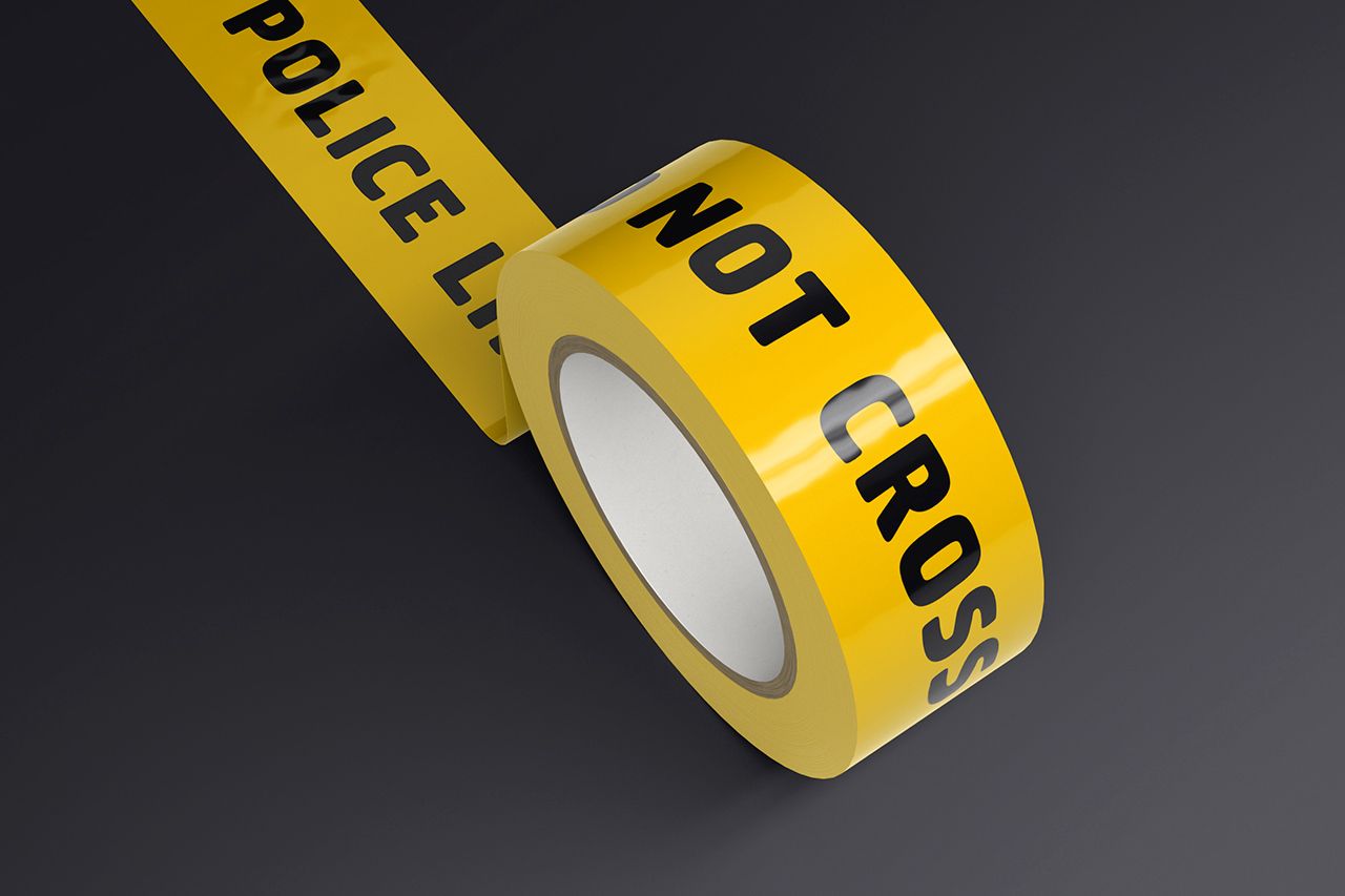 Yellow duct tape on dark background mockup