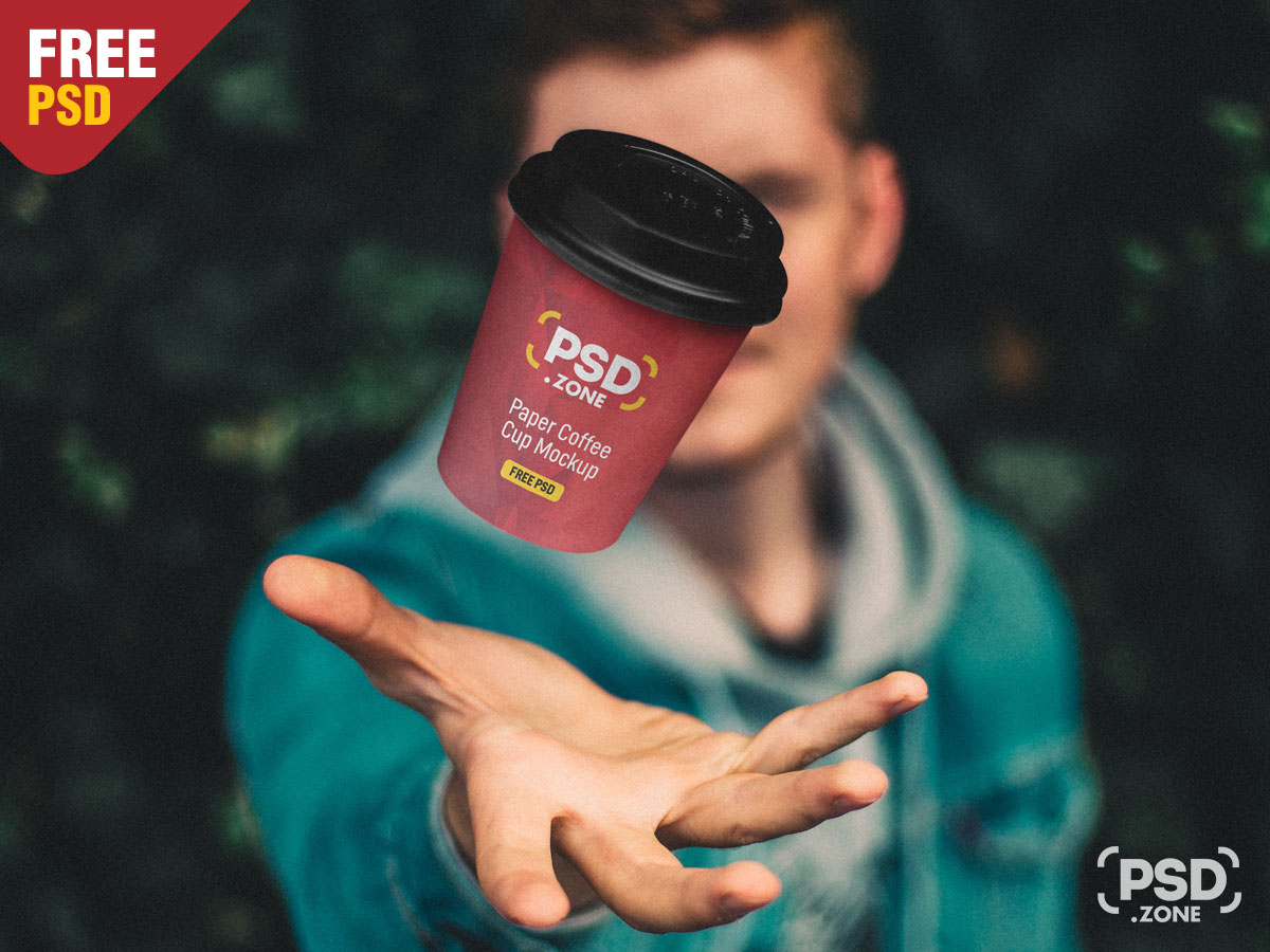 40 Mockups de Caneca e Copo de Papel Grátis 41 Floating Paper Coffee Cup Mockup 40 Mockups de Caneca e Copo de Papel Grátis