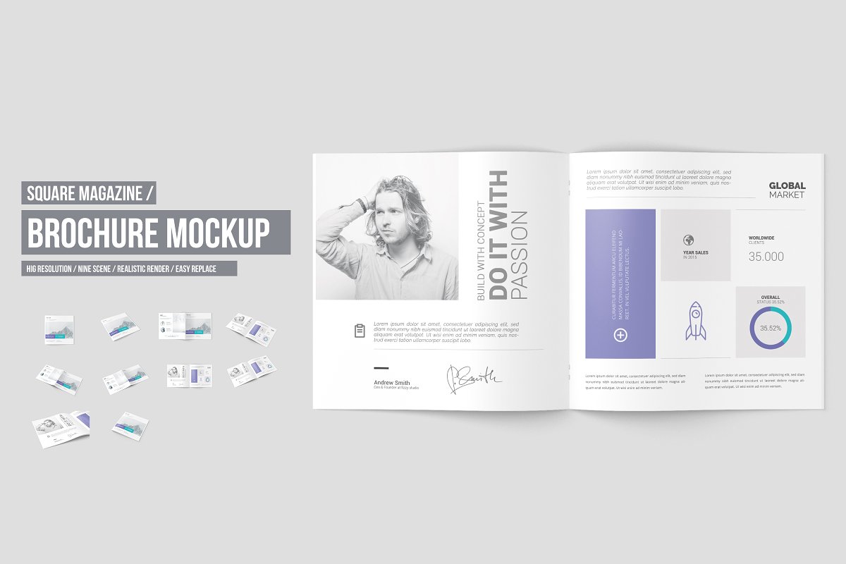 A square magazine mockup templates