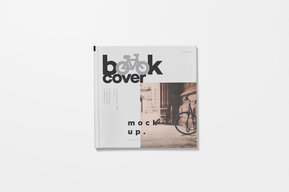 A square hardcover book mockup set