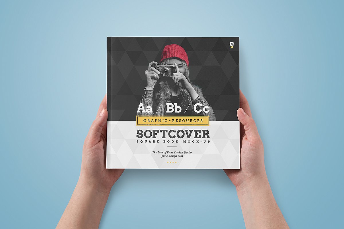 A softcover sqaure book mockup
