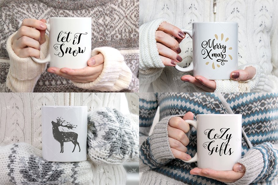 Winter Coffee Mug Mock ups Bundle 40 Mockups de Caneca e Copo de Papel Grátis