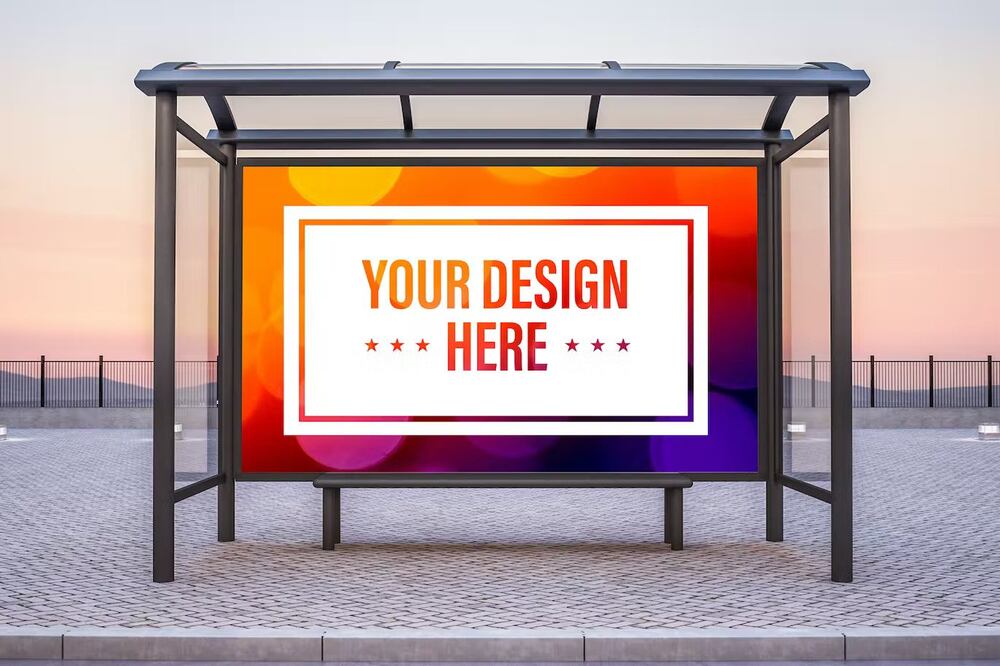 A bus shelter advertising mockup template