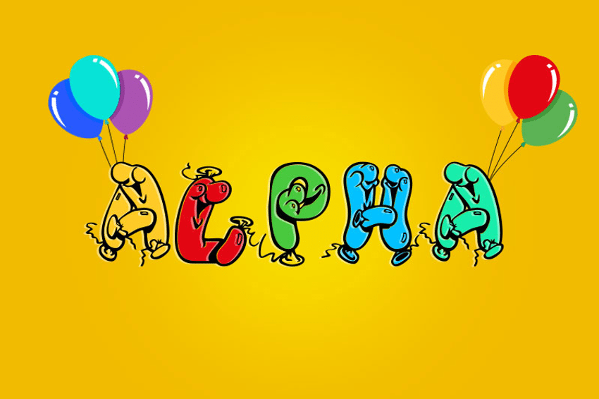 Colorful alpha lettering font