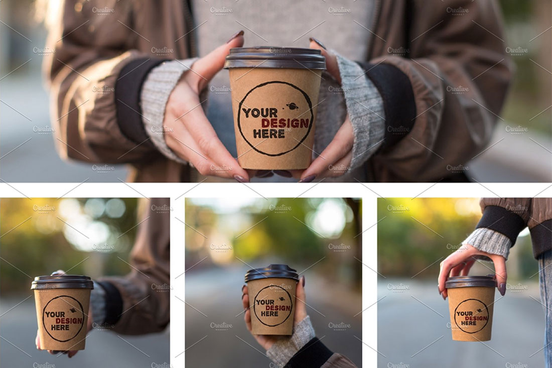 coffee cup hand mockup 40 Mockups de Caneca e Copo de Papel Grátis