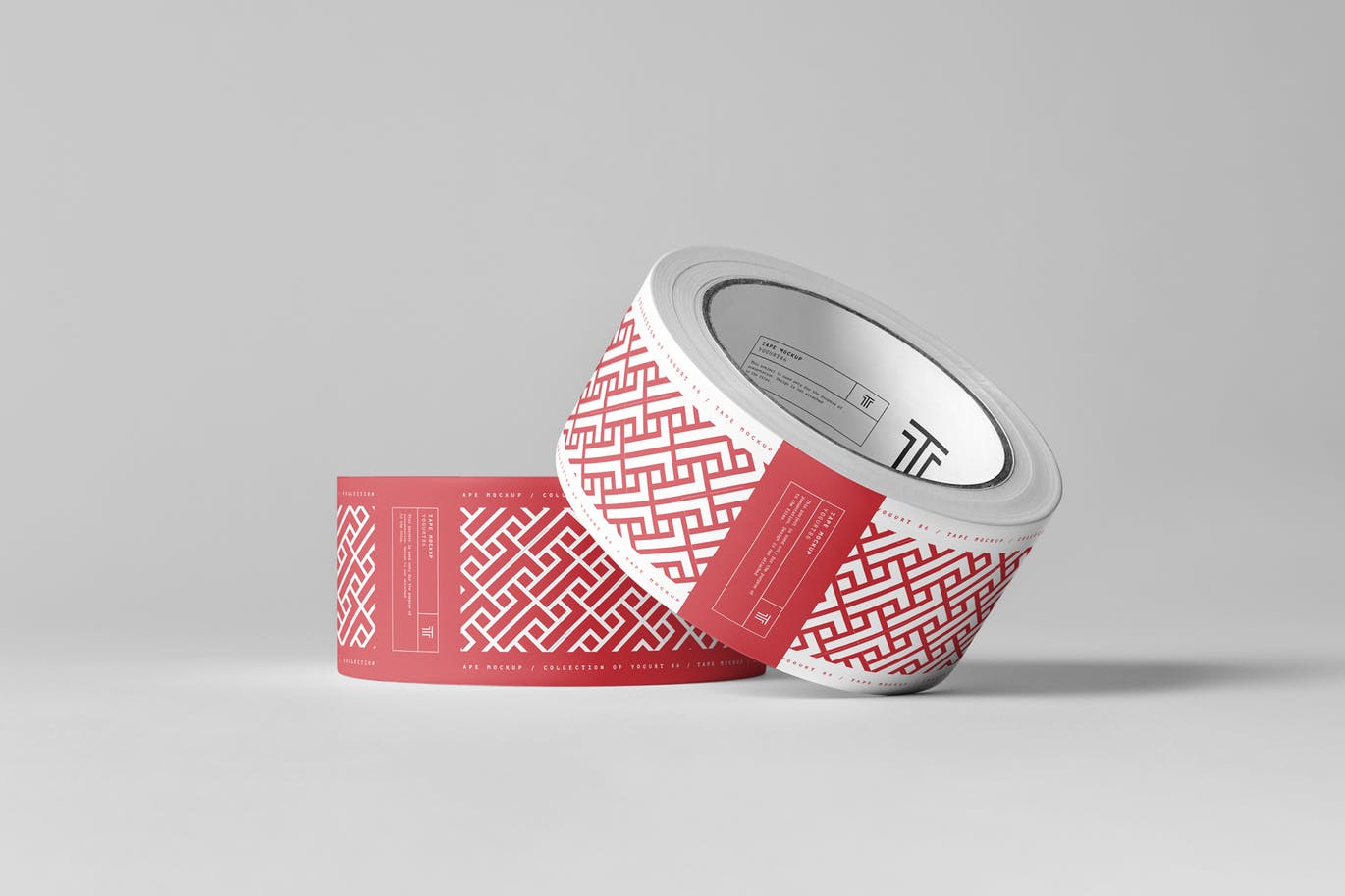 Red geometric patterned duct tape mockup