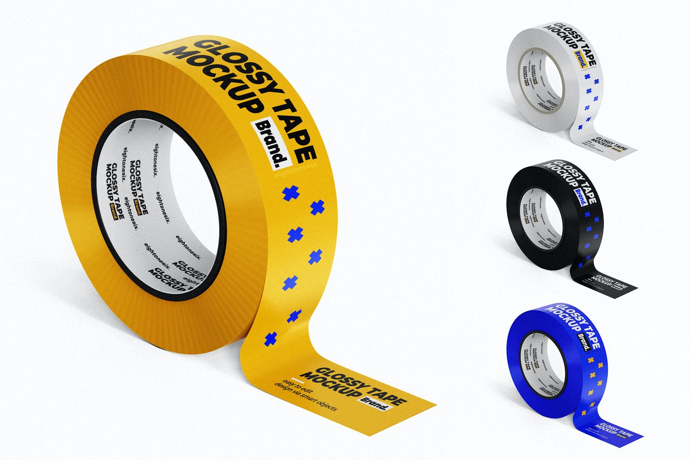 Colorful glossy tape mockup template