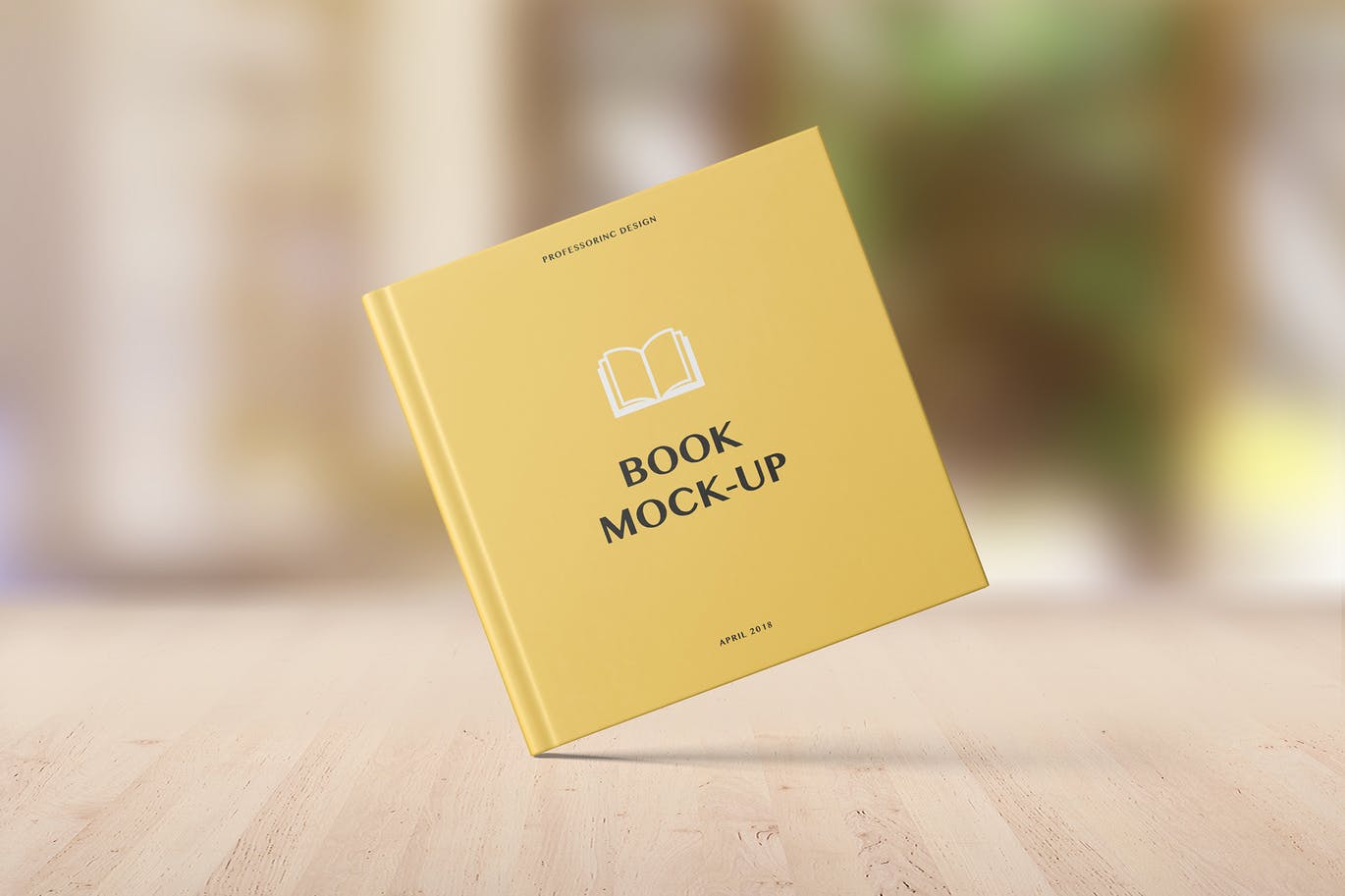 A hard cover square book mockup