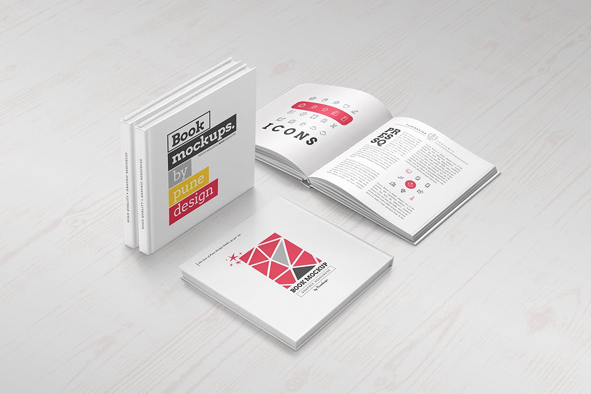 A square book mockup templates