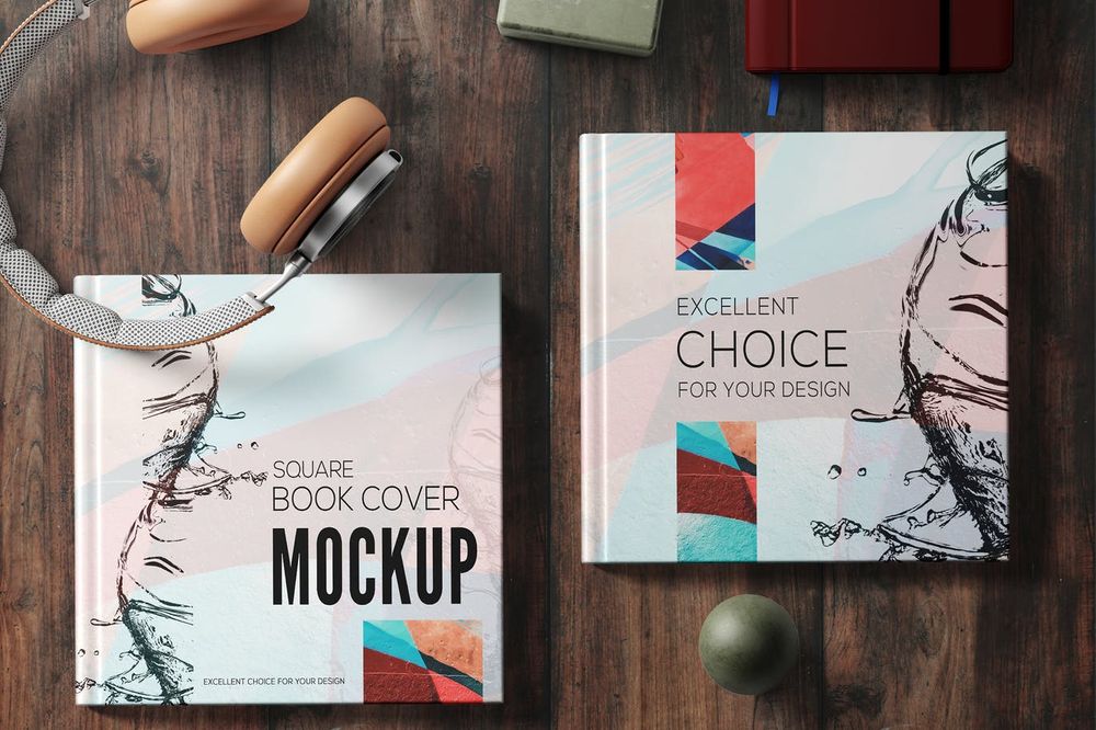 A square book mockup templates