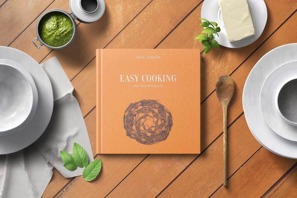 A square cook book mockup set