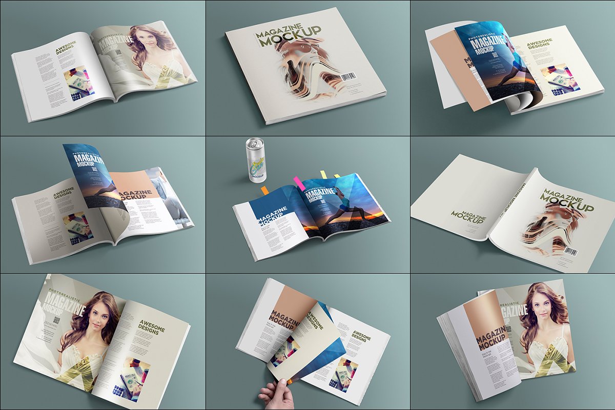 A square layout magazine mockup templates
