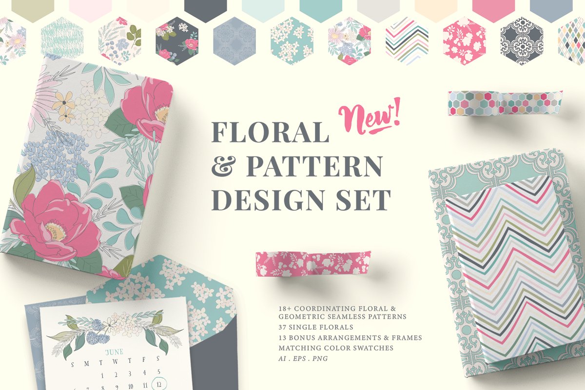 Floral and pattern design set