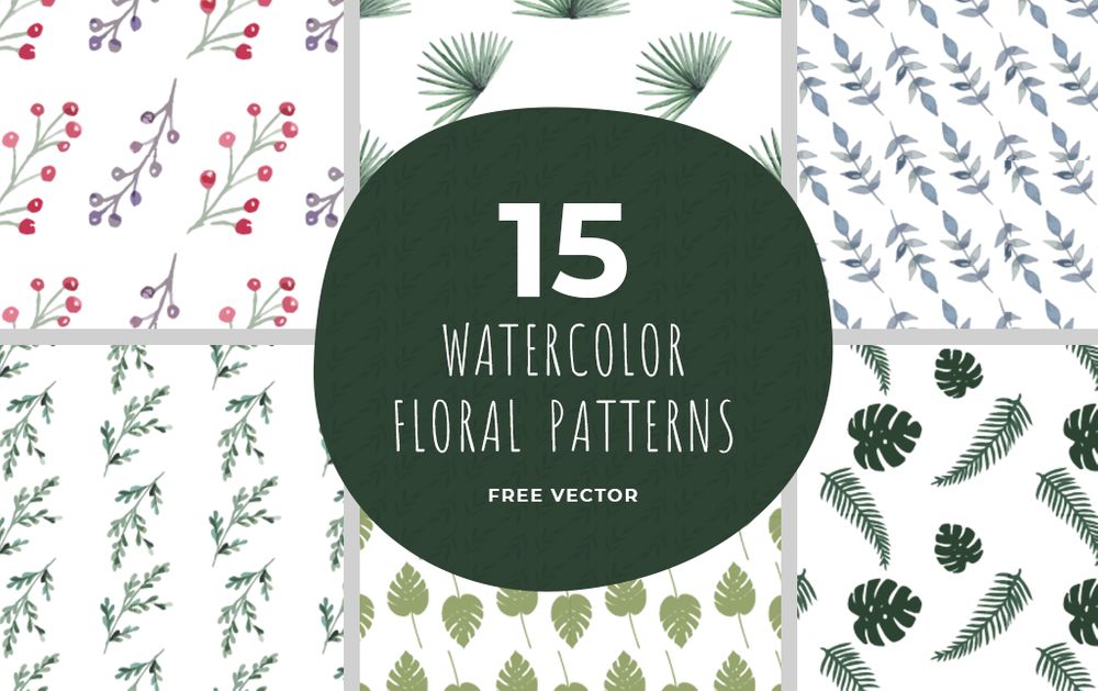 A free watercolor floral pattern set