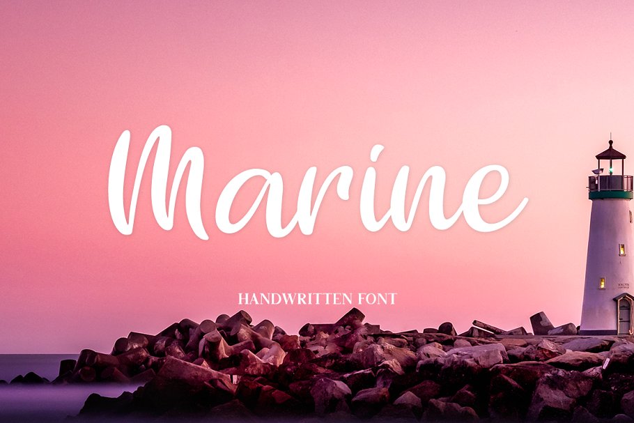 A handwritten marine font