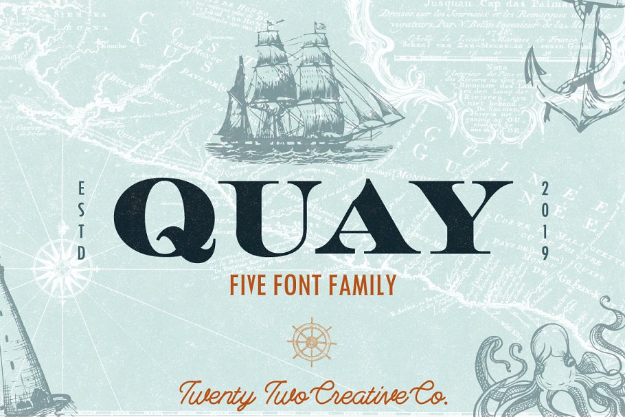 A five nautical font family