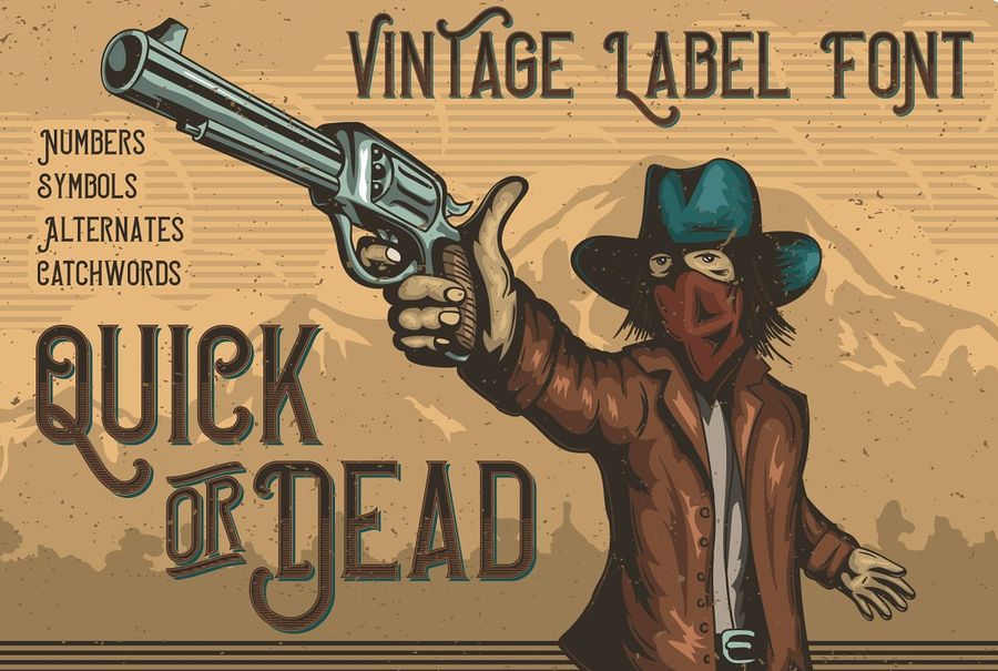 A vintage label font