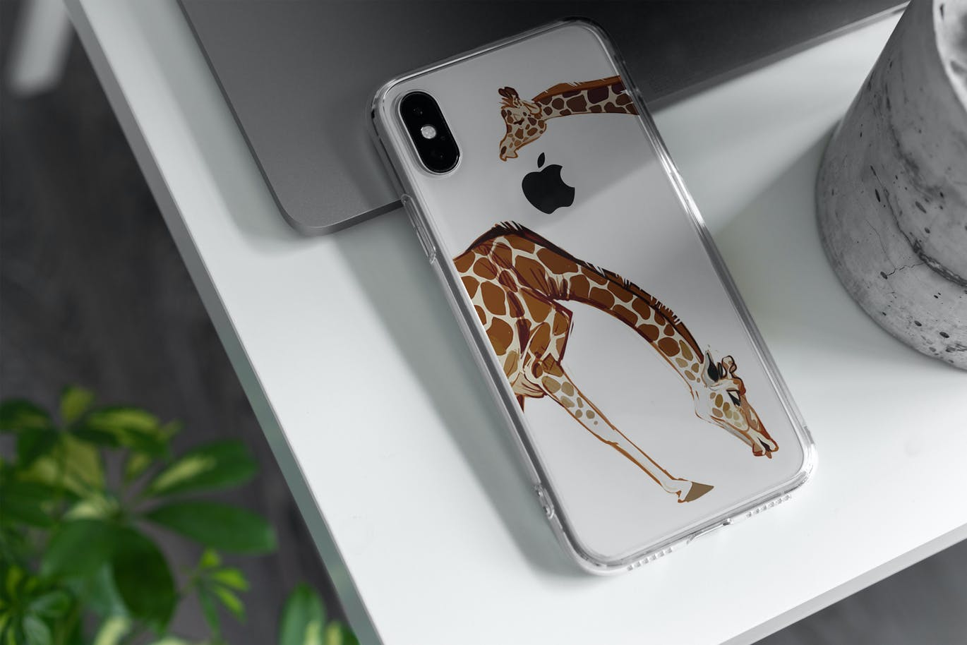 iPhone Case with Giraffe Mockup