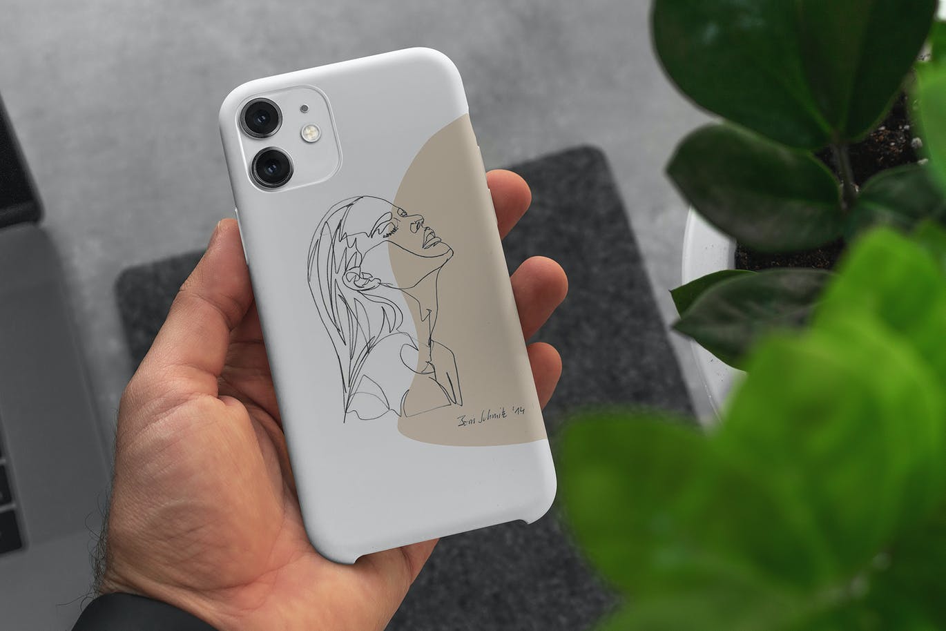 Phone Case Mockup with Women Face