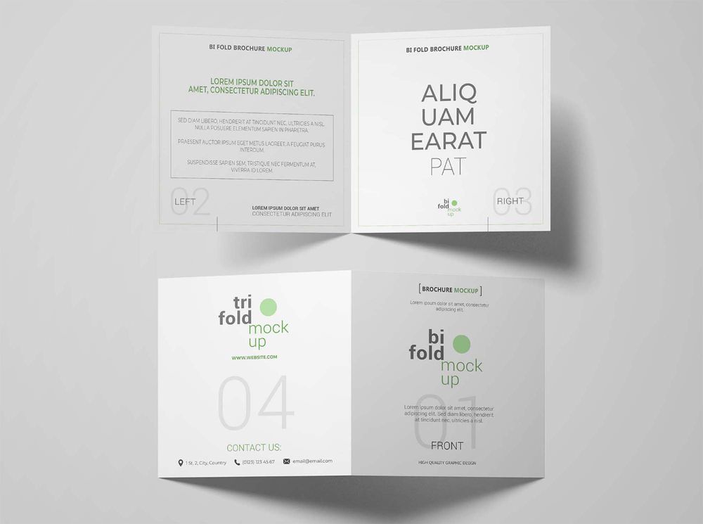 A free square bifold brochure mockup template