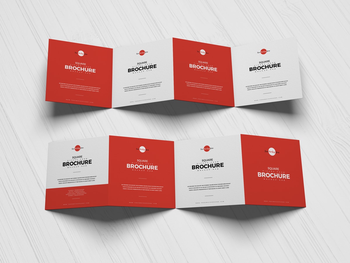 A free square zigzag brochure mockup