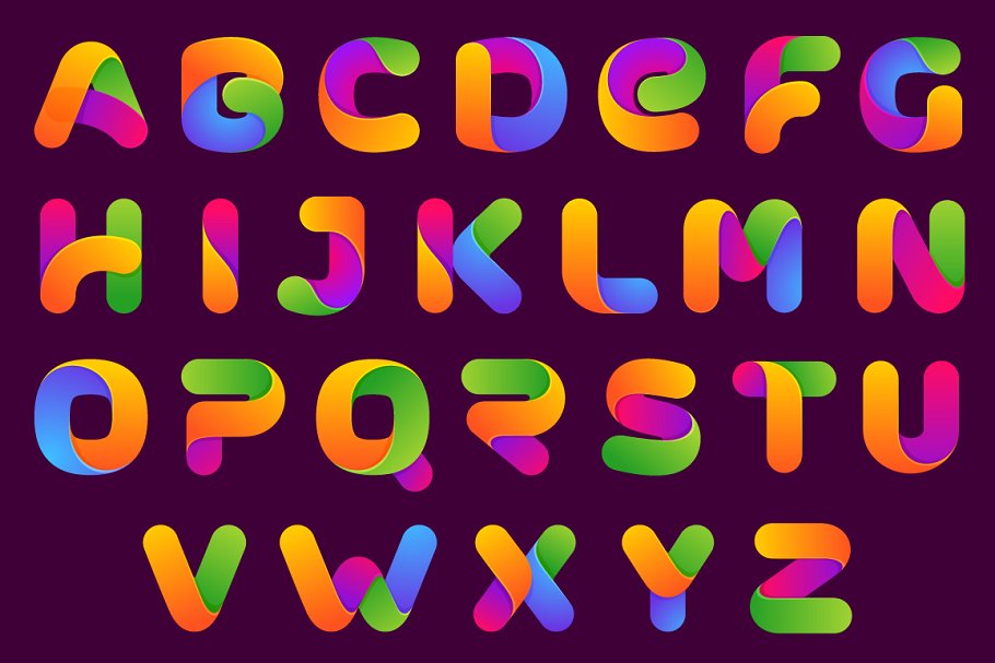 A colorful lettering font