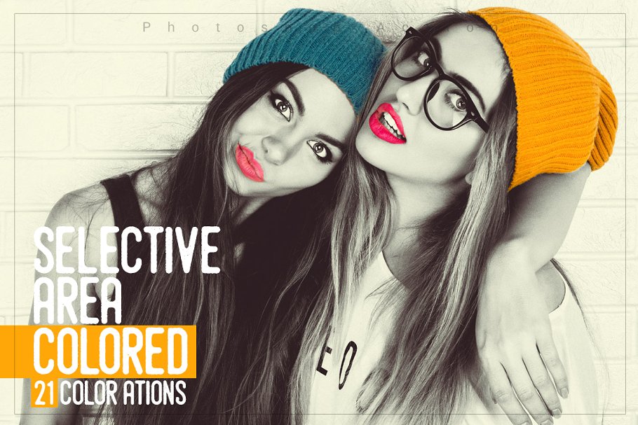 Selective area colored photoshop actions