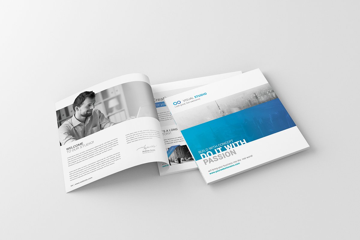 A square magazine brochure mockup template