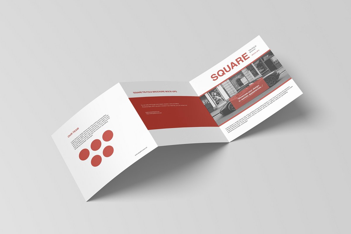 A free square trifold brochure mockup