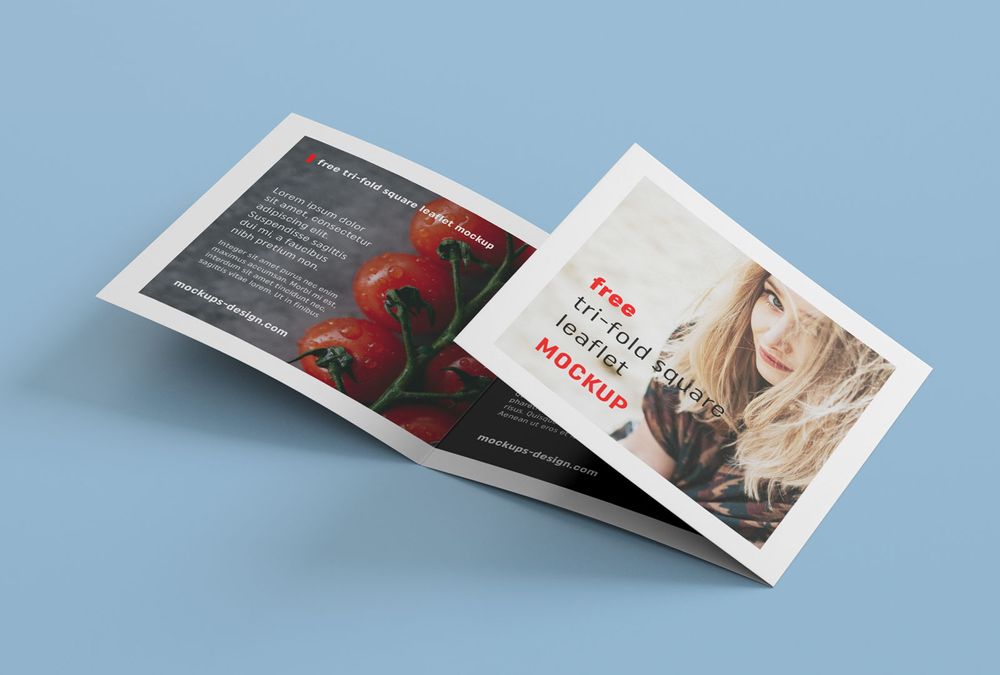 A free trifold square brochure mockup