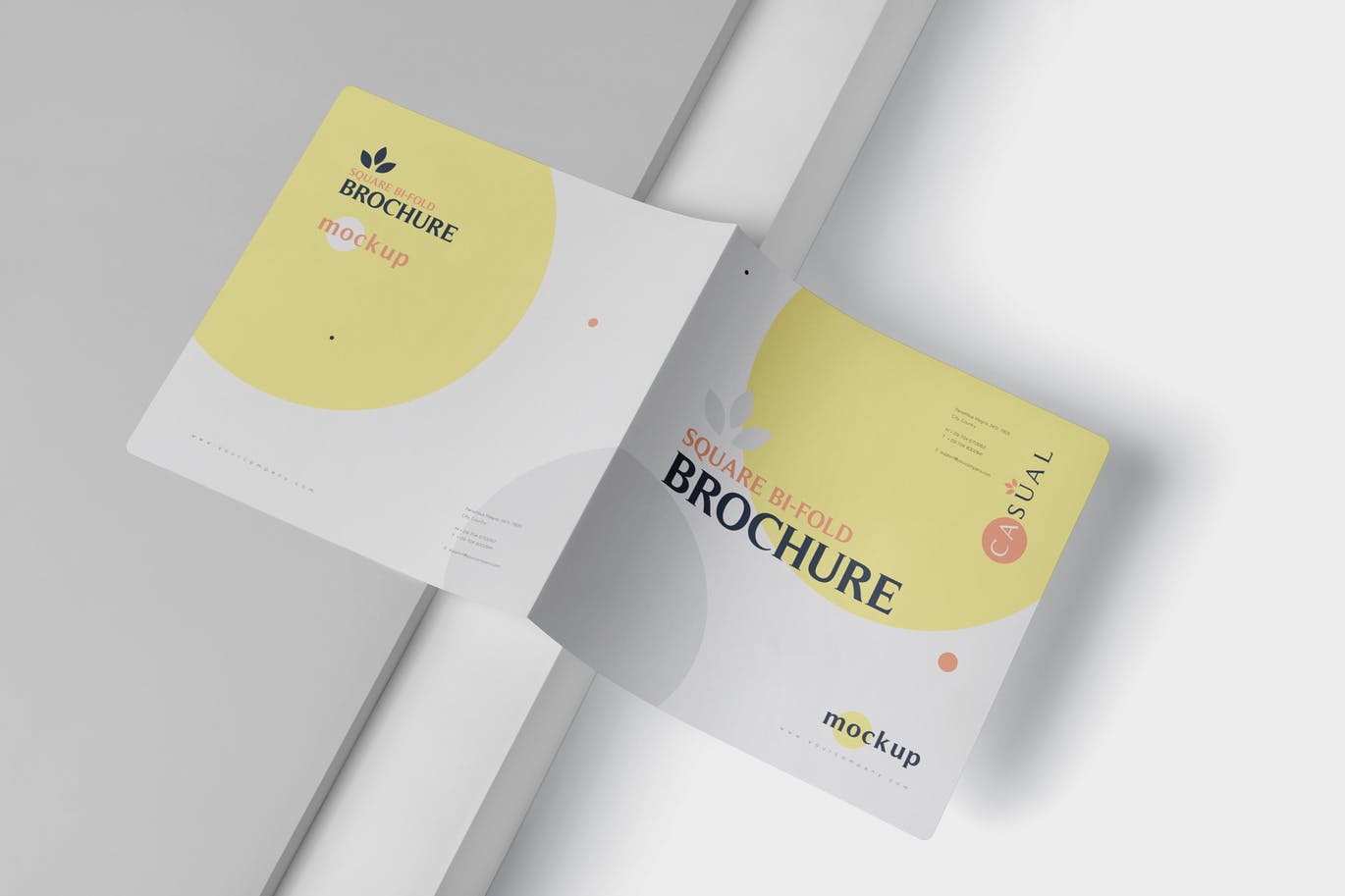 A square bifold brochure mockup set