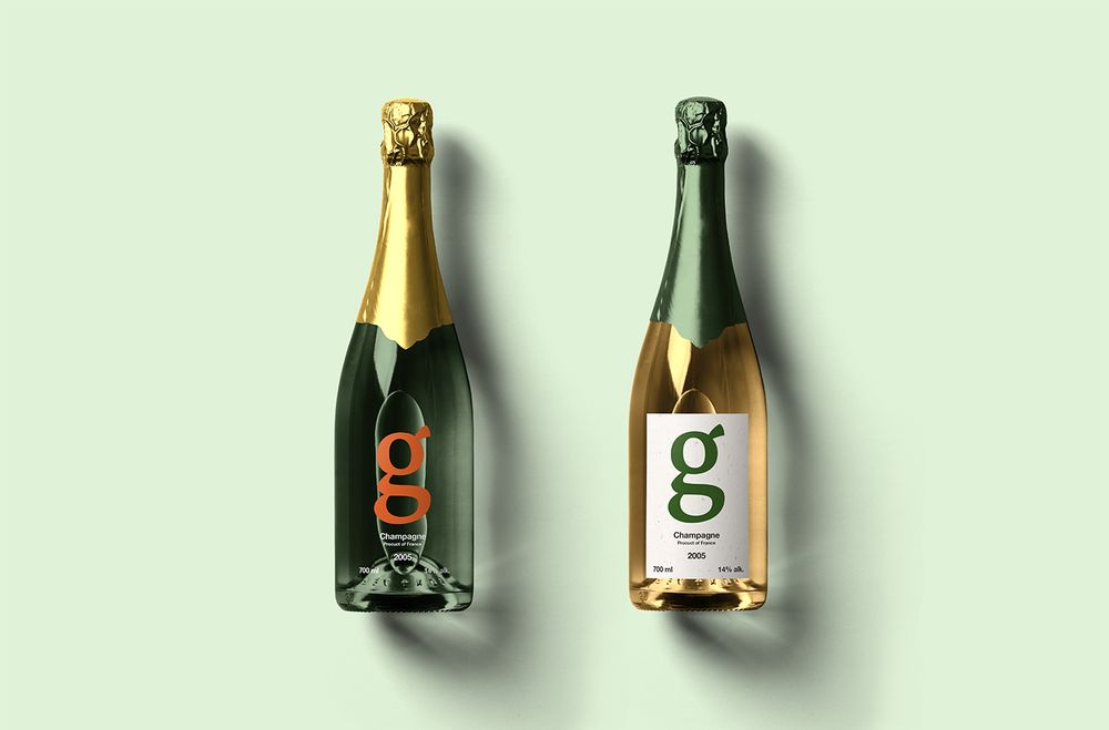 A free champagne bottle mockup