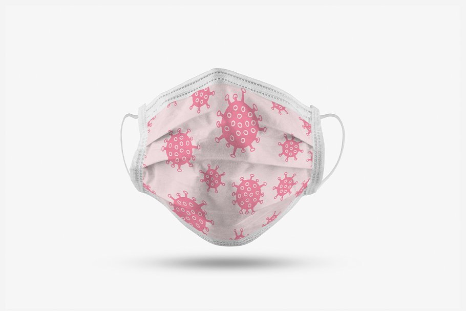 Face mask with bacilla pattern mockup template