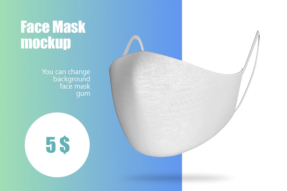 White face mask mockup template