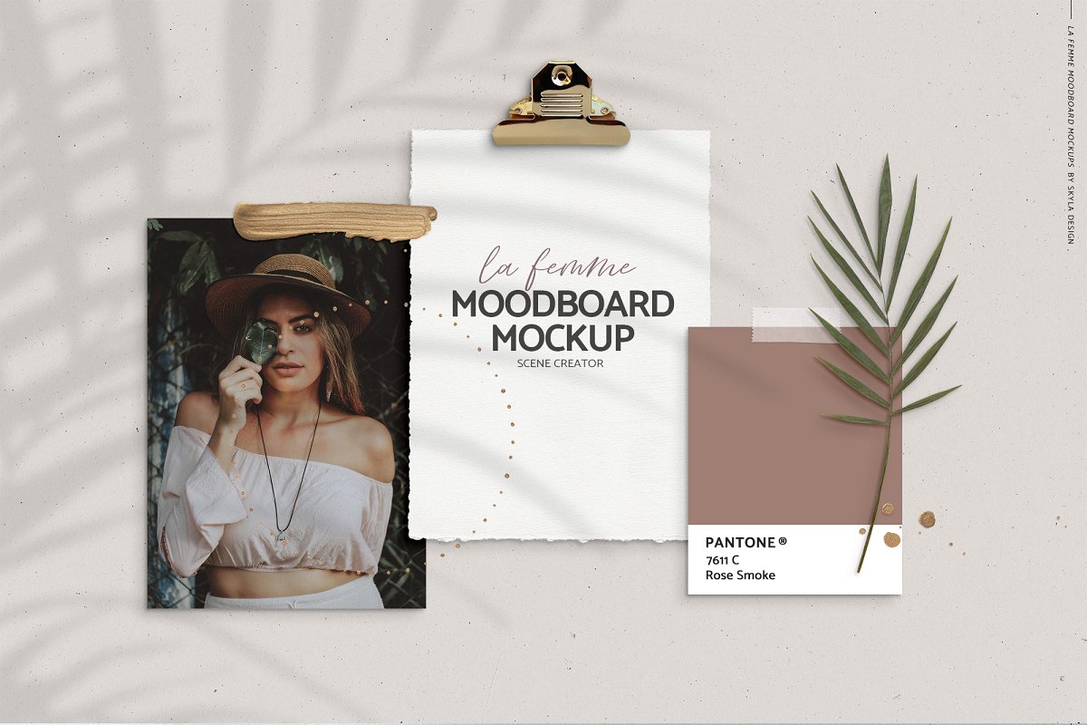 Copper Realistic Moodboard Mockups Mockup Template Free Luxury Font Custom Scene