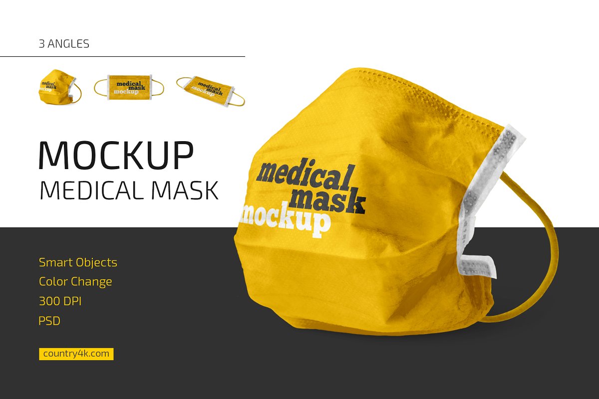 Yellow medical mask mockup
