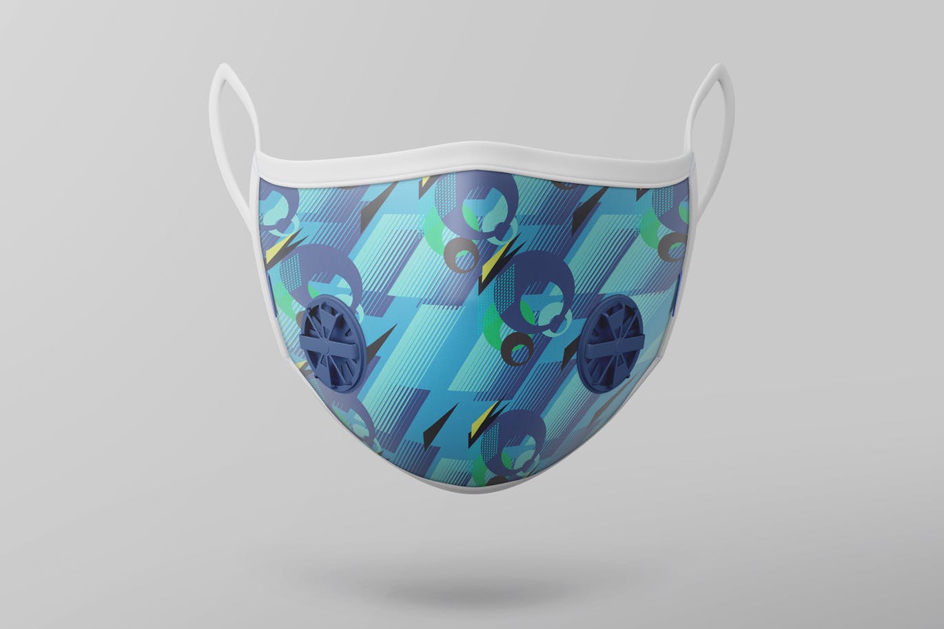 Respirator face mask in blue pattern mockup