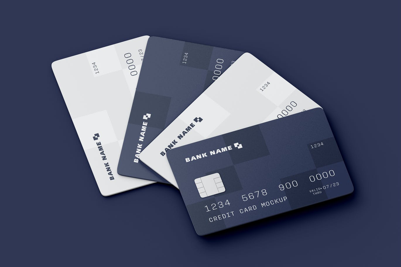 Four dark and light credit card mockups