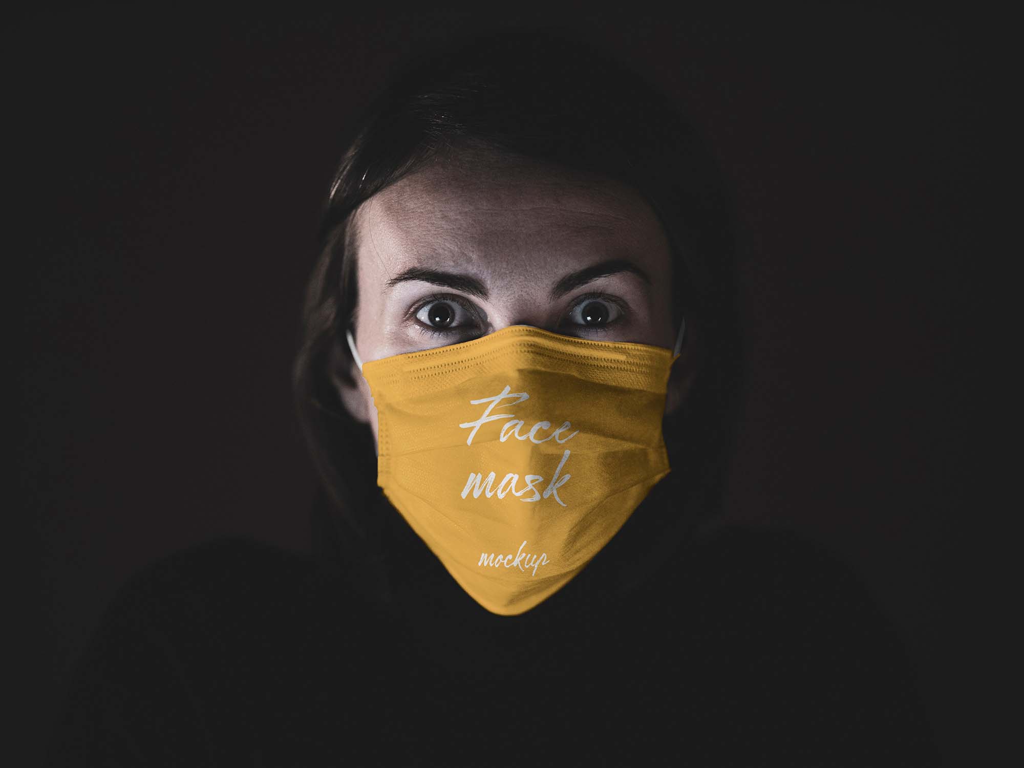 Women in black place with face mask mockup